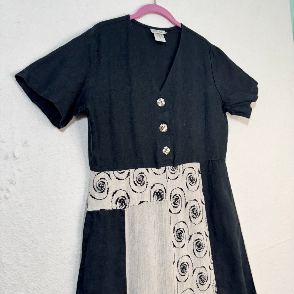 Barbara Lesser Flax Linen Boho Patchwork Spiral E… - image 4